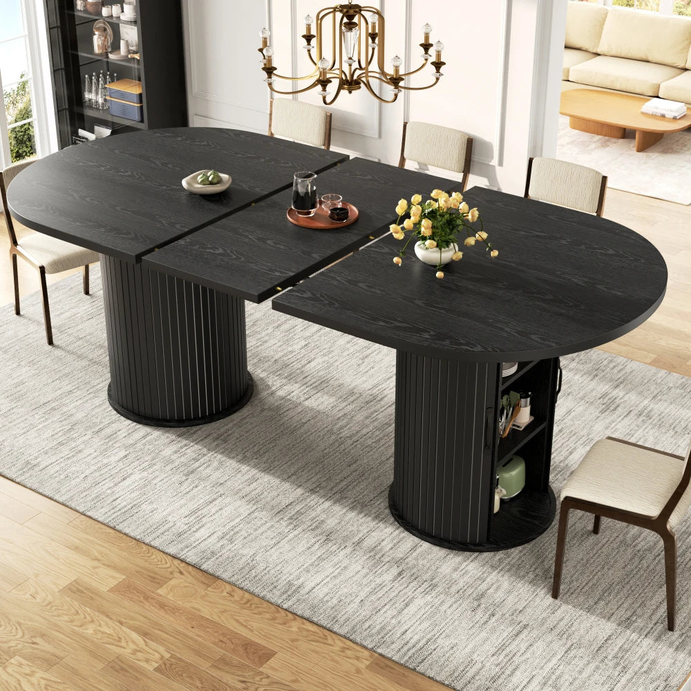 Utdragbart matbord med dold förvaring – MDF & metall