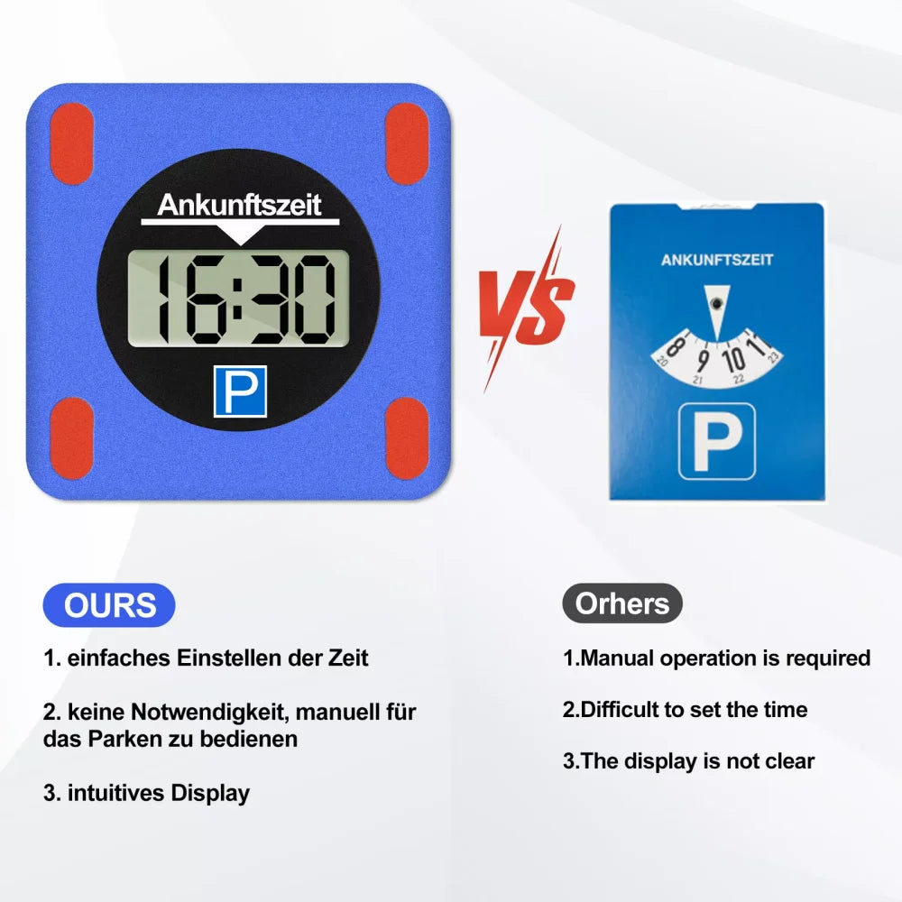 Elektronisk Parkeringsskiva – LCD Dubbel Display – Automatisk Tidtagning