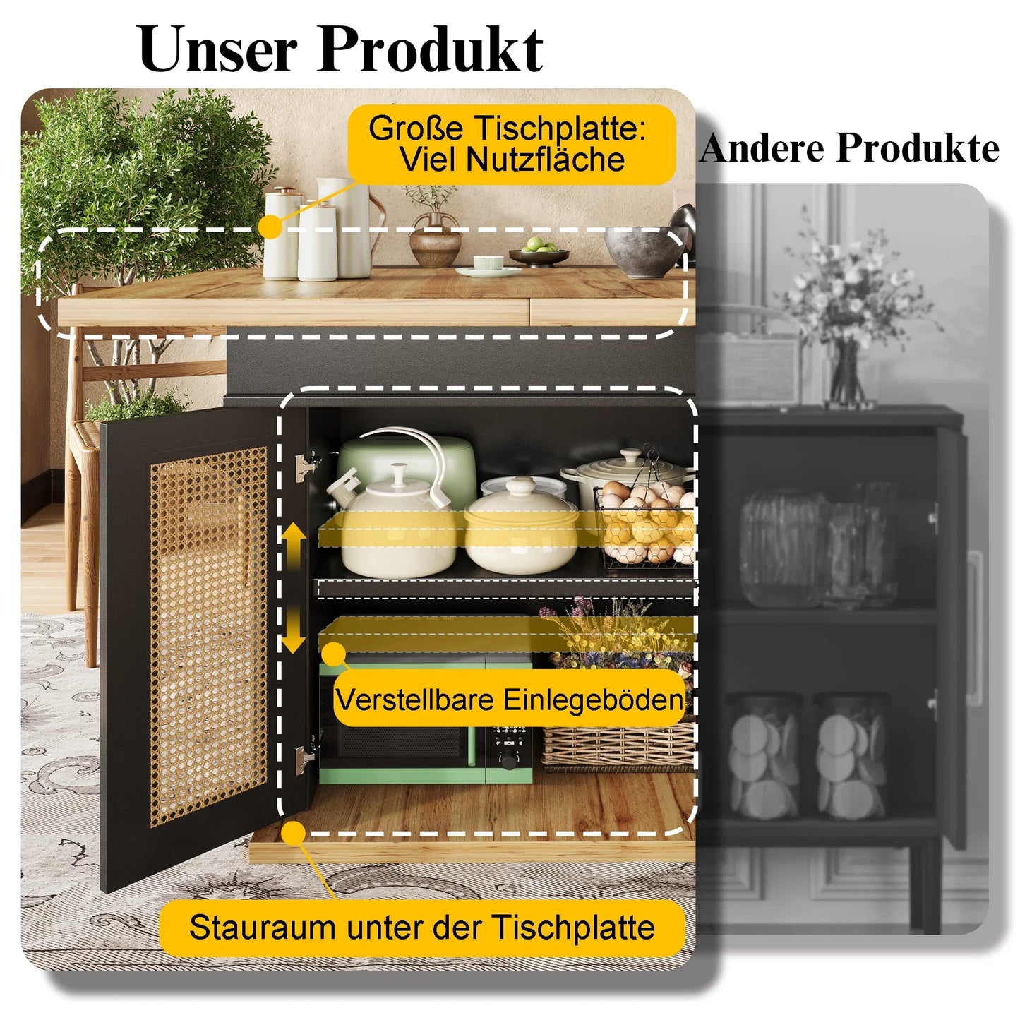 Utdragbart Matbord med Förvaring – Modern Design för Kök & Vardagsrum (110–140 × 80 cm)