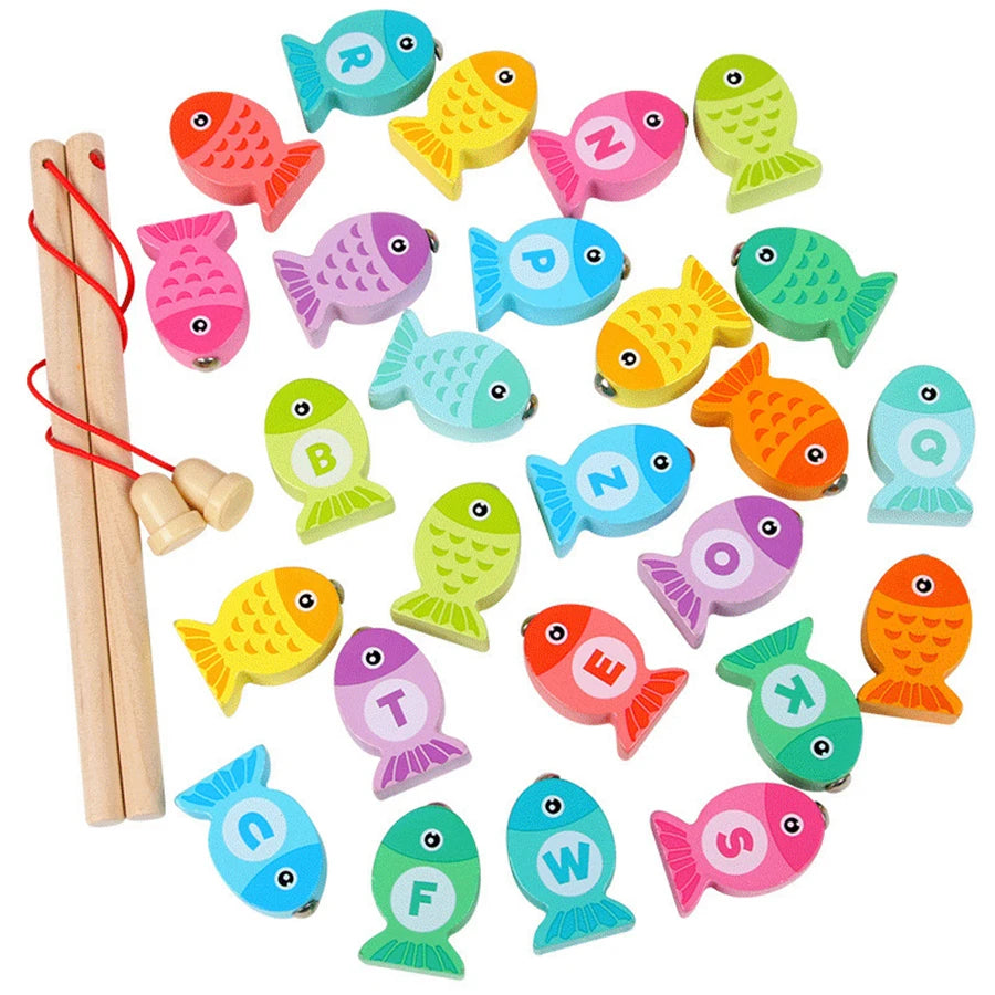 Multifunktionell Montessori-fiskeleksak med morotsskörd och matningsspel