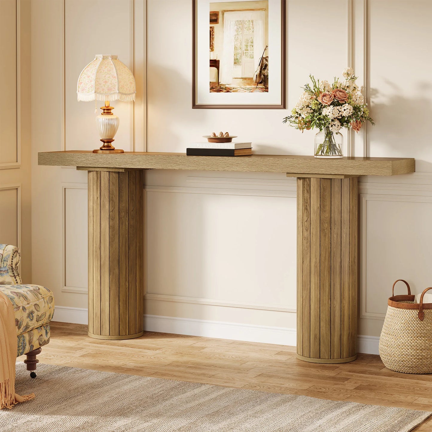 Tribesigns 160 cm lantligt konsolbord – extra långt träbord för hall, vardagsrum eller bakom soffan