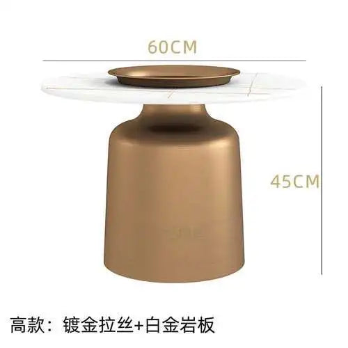 soffbord i marmorsten, fransk rund låg sidobord – nordisk uppsättning för vardagsrumsdekoration