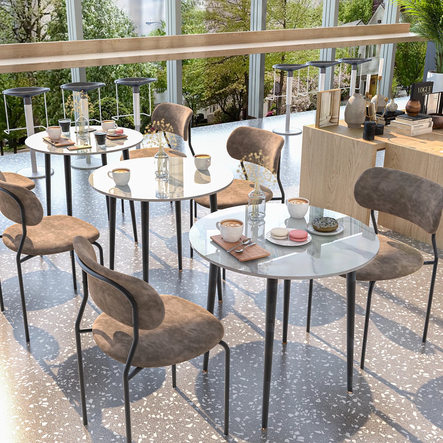 Lyxigt Runt Matbord i Sintrad Sten – 80 cm för 2–4 Personer