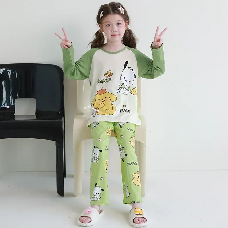 🧸 Sanrio Pyjamas för Barn – Kuromi, My Melody, Cinnamoroll – Långärmad – 100% Bomull – Kawaii Design
