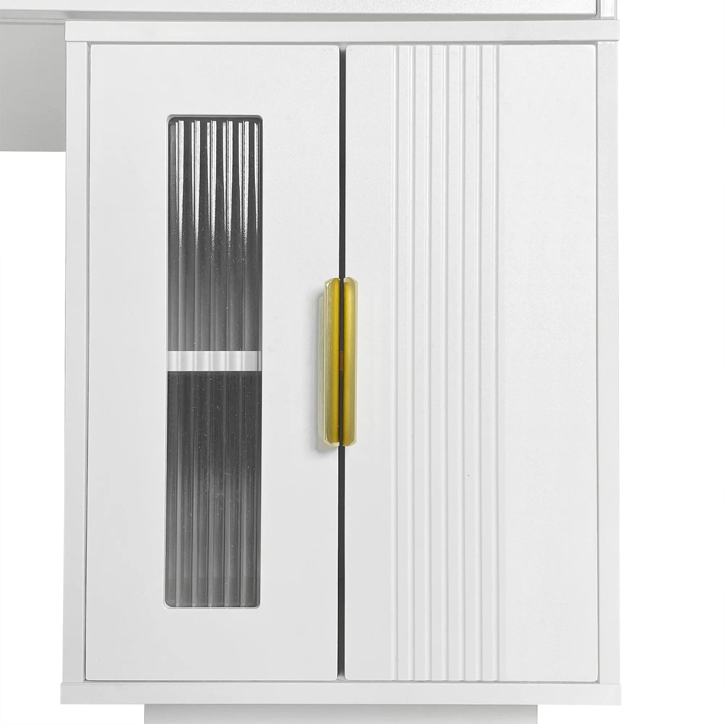 Sminkbord med LED-spegel – Modern Vit Design med Utdragbar Funktion