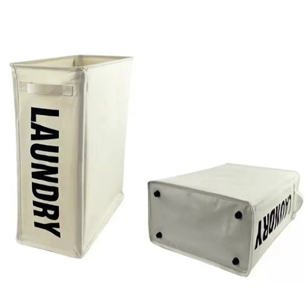 🧺 Hopfällbar Tvättkorg – 53×39×18.5 cm – Grå/Beige – För Kläder, Yoga & Hemförvaring
