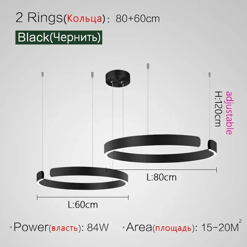 Minimalistisk LED Taklampa med Cirkulära Ringar – D40/D60