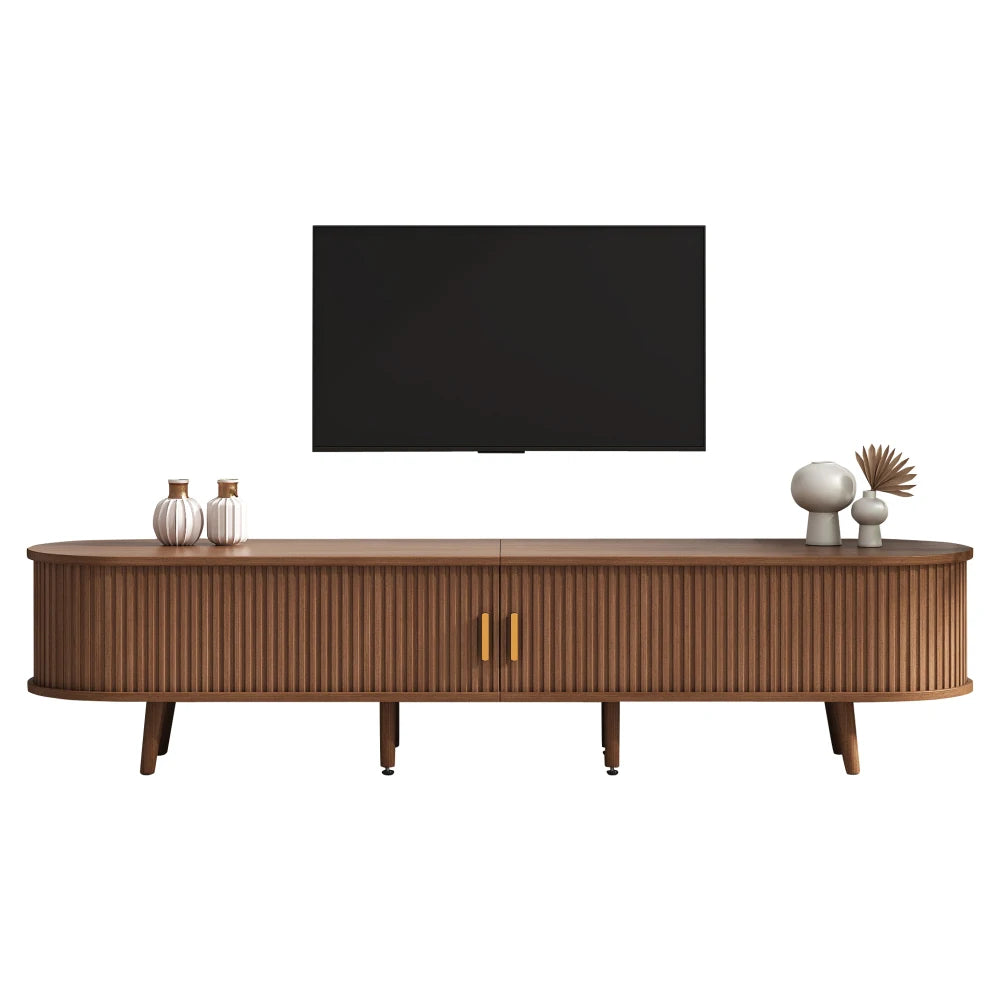 Modern TV-bänk i Valnöt – 175 cm med Skjutdörrar & Förvaring