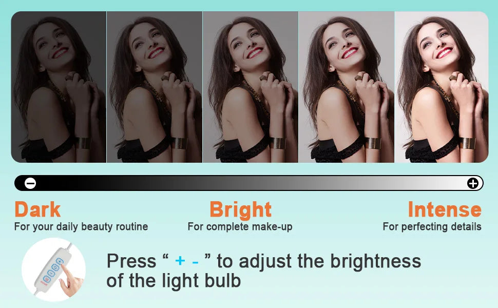 Sminkbord med 10 LED-lampor, skjutbar spegel, 6 lådor och pall – Yamissi/Onesaimei