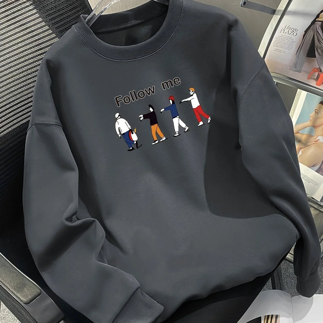 Herrtröja i Bomull – Tryckt Alfabetmotiv – Långärmad – Höst & Vinter – Casual Stil