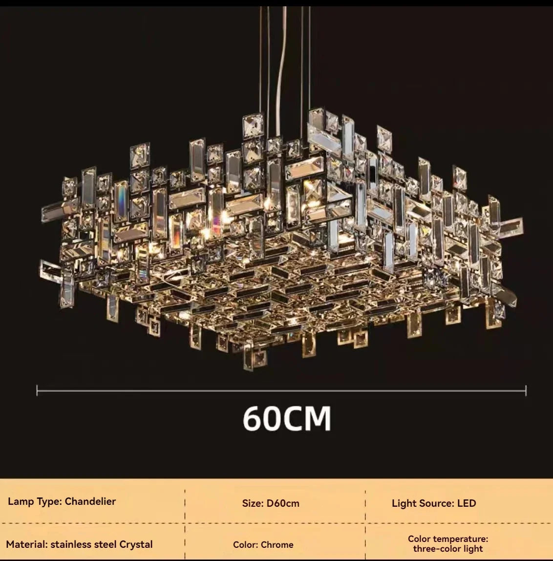 Italian Luxury Crystal Chandelier – Elegant LED Pendant Light for Living Room, Dining Room, Bedroom & Kitchen