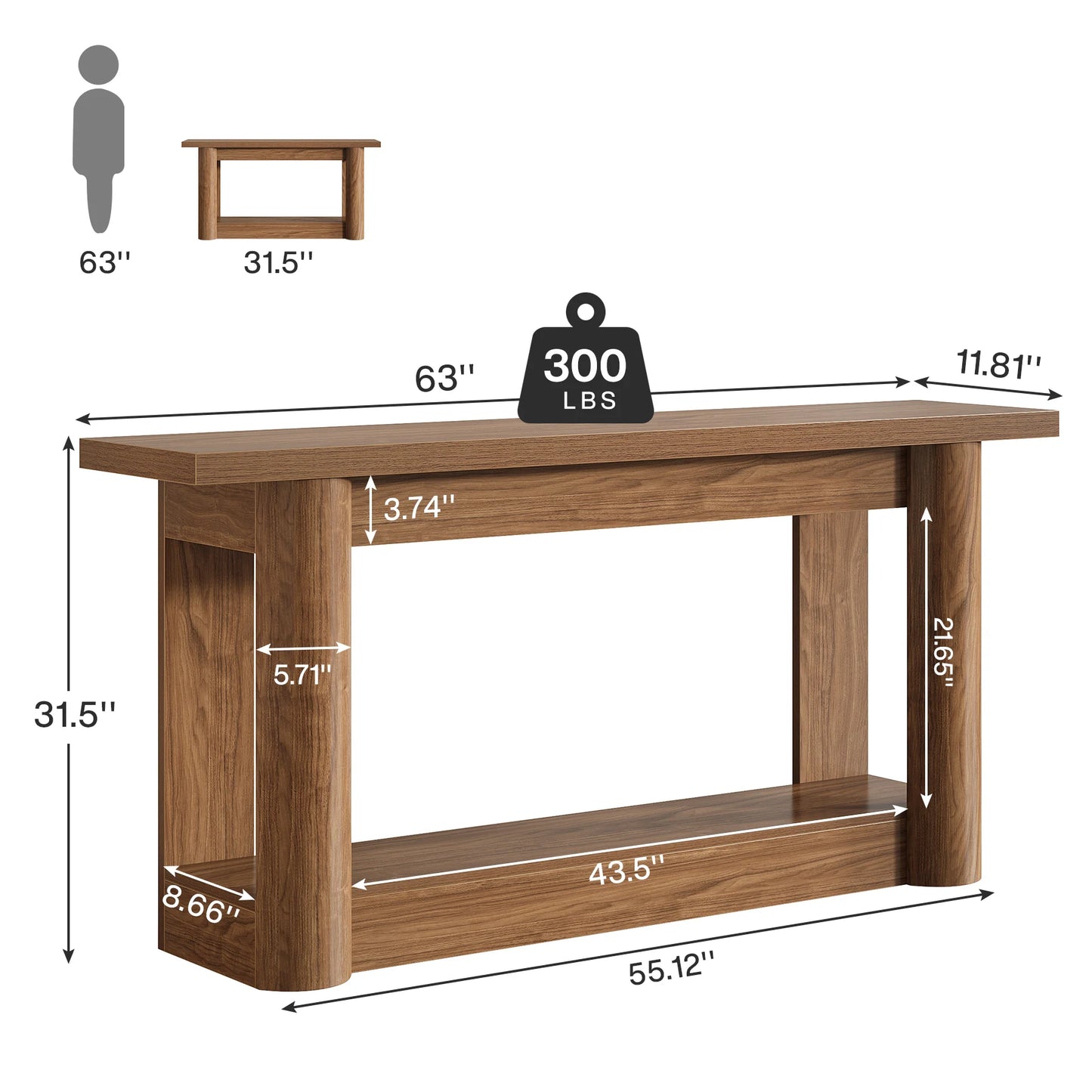 Tribesigns Konsolbord – Rustik Lantstil med Förvaring (160 cm)