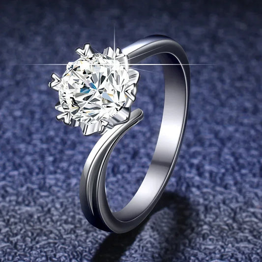 Äkta PT950 Platina Ring med 1ct Moissanite – Certifierad Bröllopsring för Kvinnor
