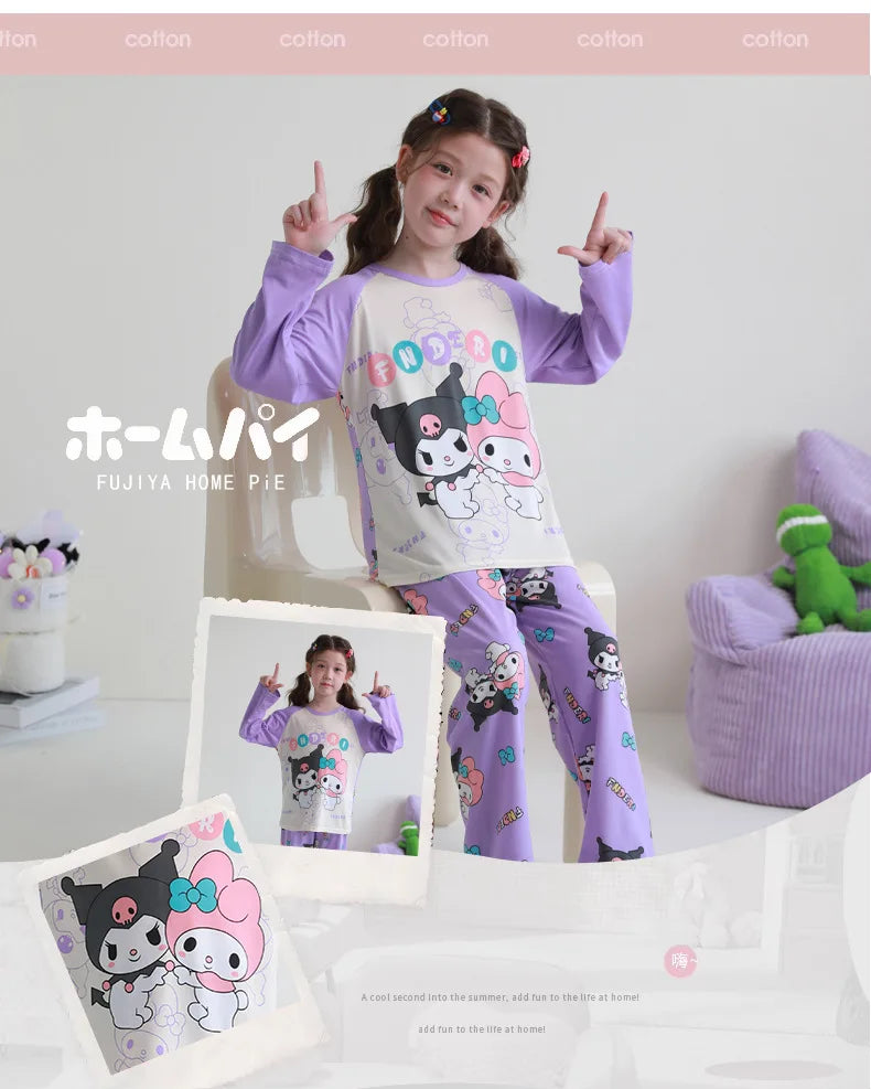🧸 Sanrio Pyjamas för Barn – Kuromi, My Melody, Cinnamoroll – Långärmad – 100% Bomull – Kawaii Design