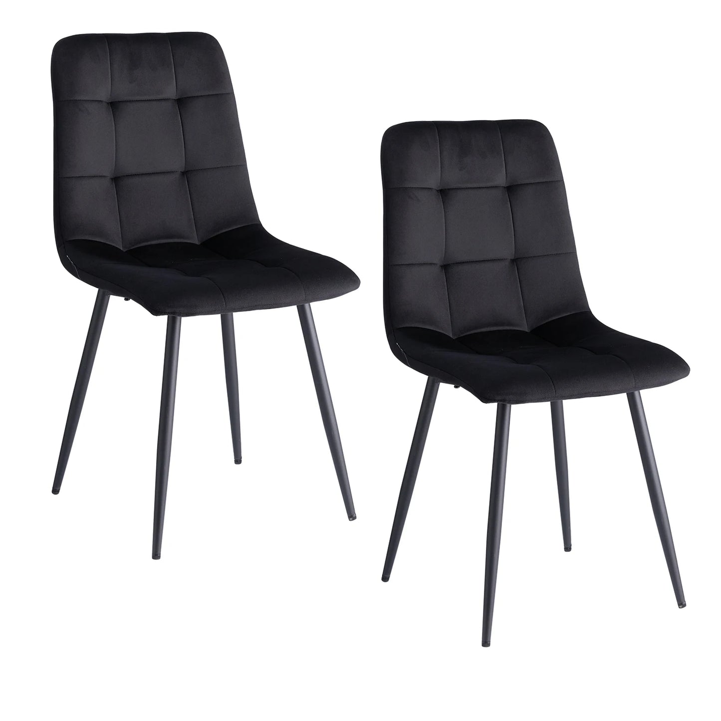 4-pack moderna matstolar i sammet med stoppad sits och metallben, nordisk minimalistisk stil, grå