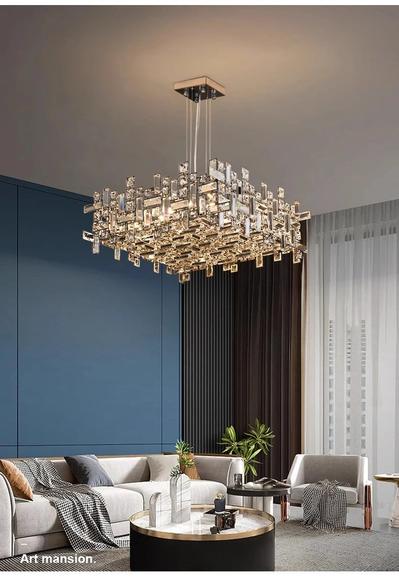 Italian Luxury Crystal Chandelier – Elegant LED Pendant Light for Living Room, Dining Room, Bedroom & Kitchen