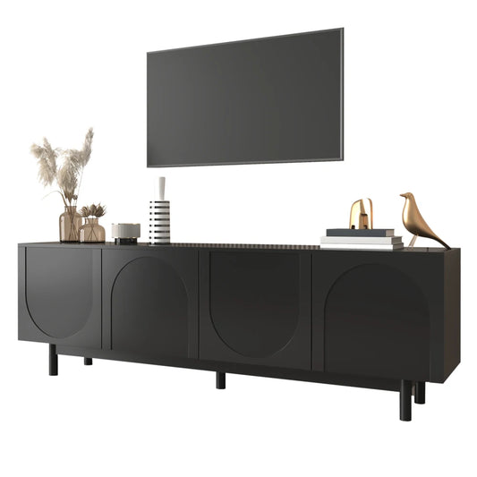 Modern Svart TV-bänk – Elegant Design med Justerbar Förvaring