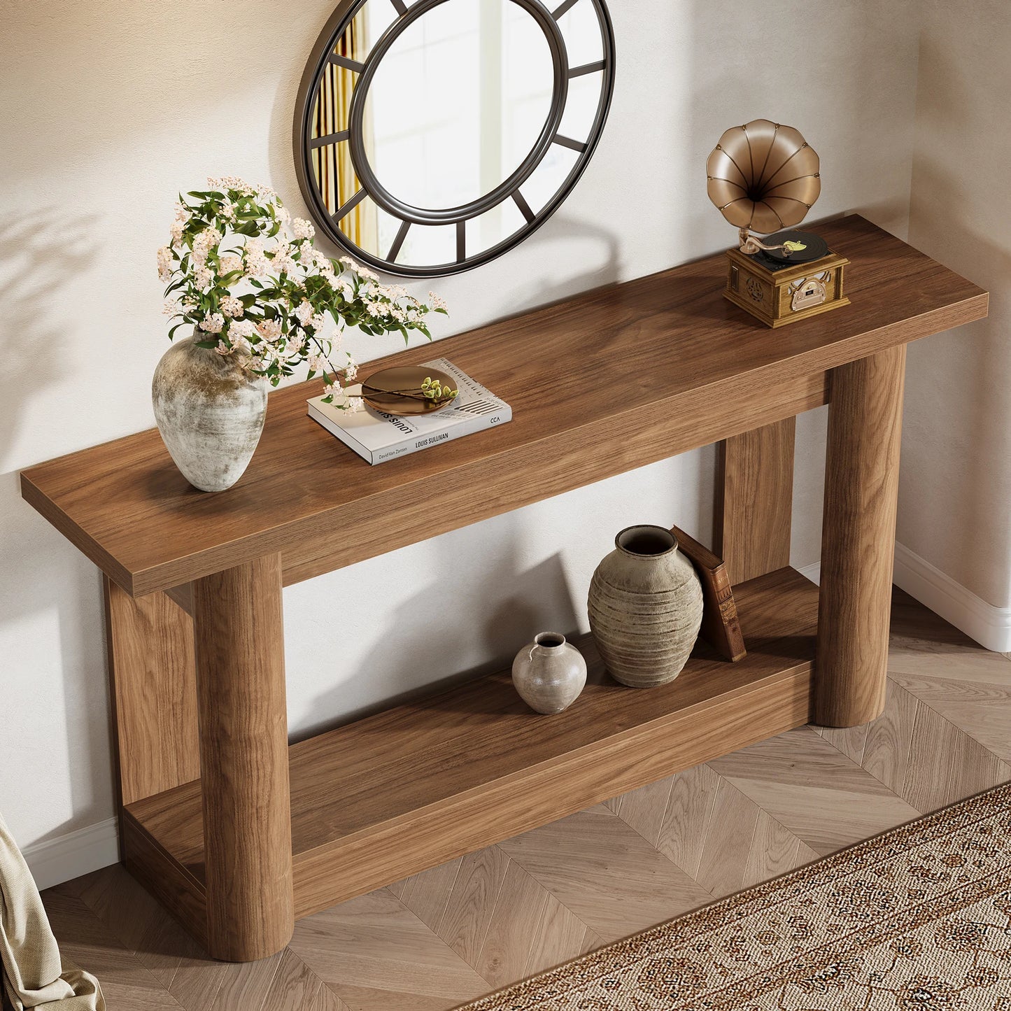 Tribesigns Konsolbord – Rustik Lantstil med Förvaring (160 cm)