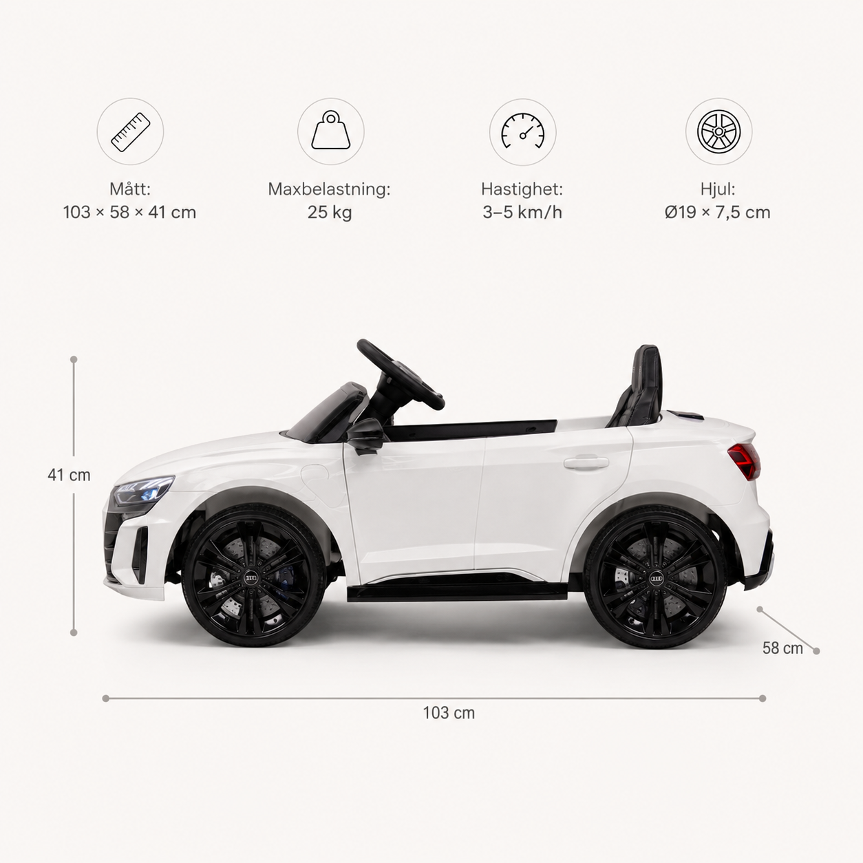 HOMCOM Elektrisk Barnbil Audi RS e-tron GT – Vit