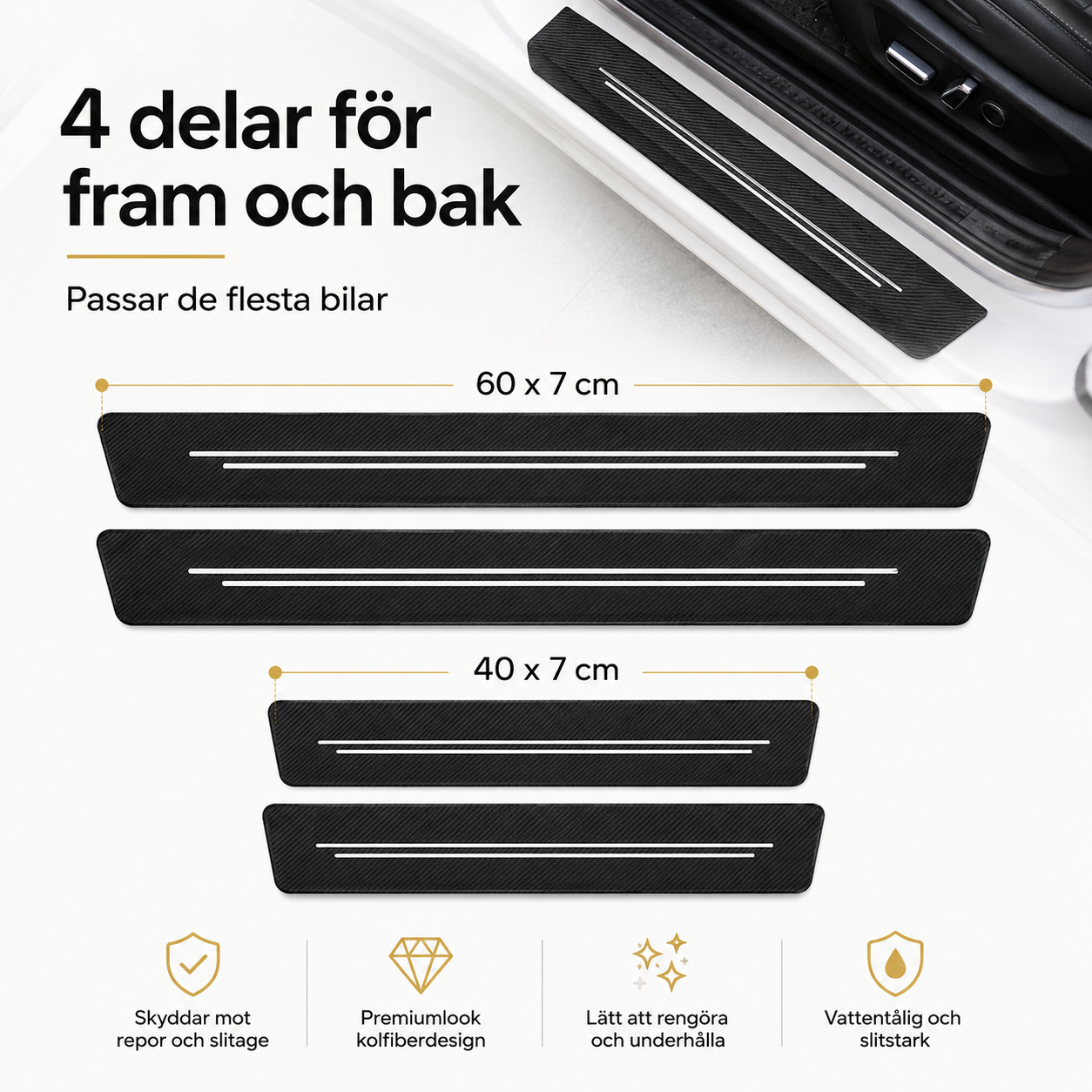 Dörrtröskelskydd bil kolfiber 4-pack