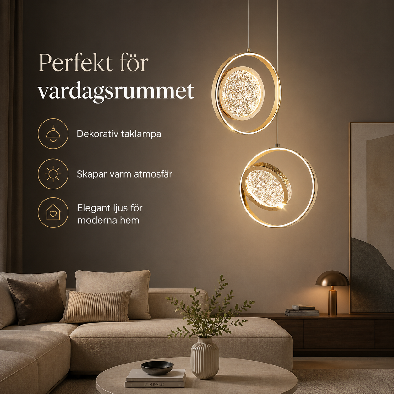 Modern LED Pendellampa – Lyxig Designlampa för Sovrum, Vardagsrum & Entré
