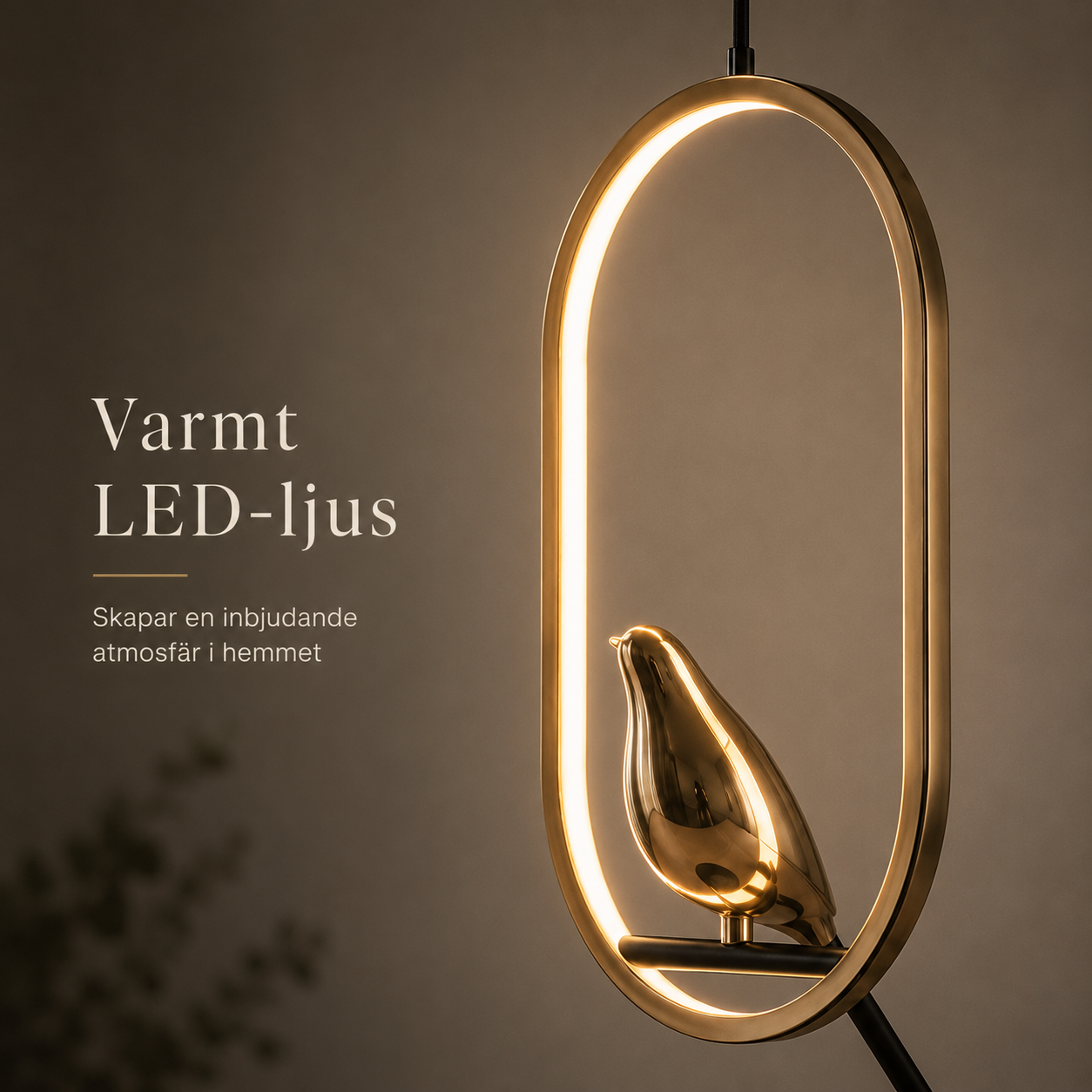 Roterbar LED-pendellampa med skata – modern taklampa i metall