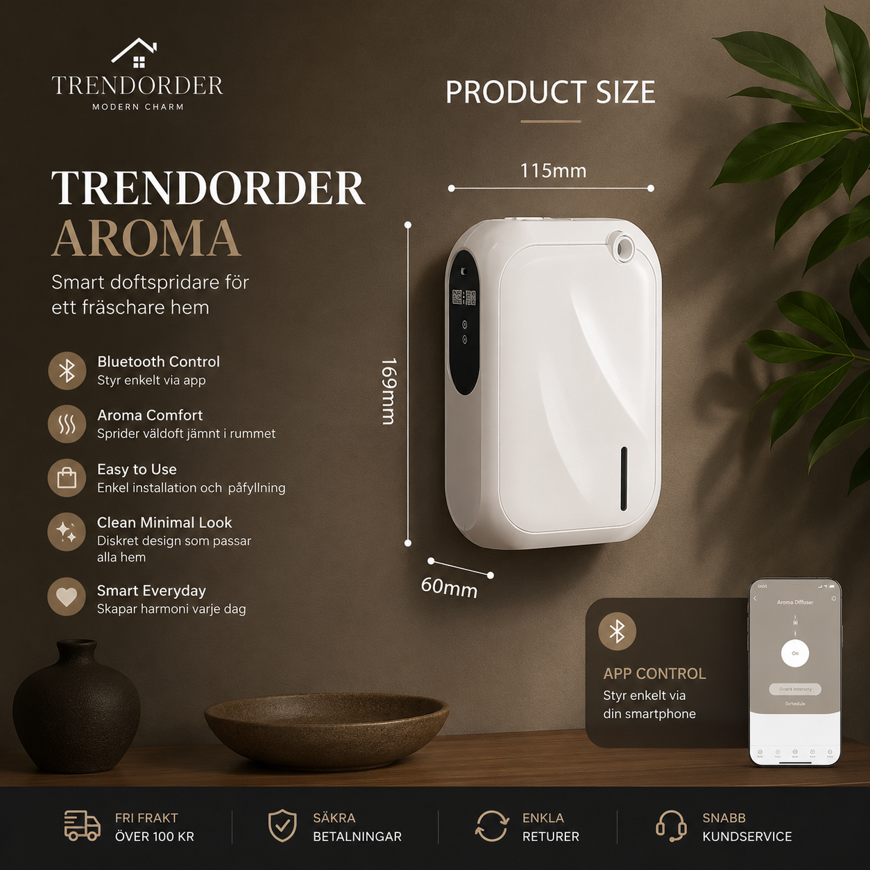 Professionell Aromdiffusor Bluetooth Väggmonterad
