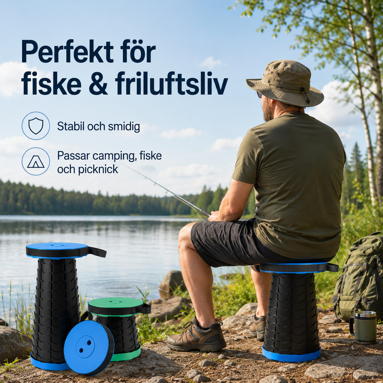 Portabel Pall för Camping, Fiske & Utflykter