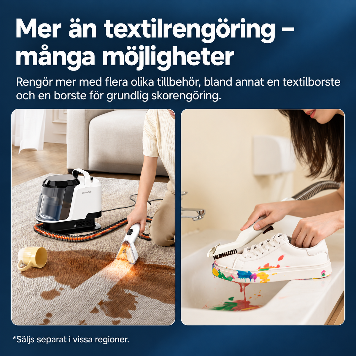 UWANT Y100 – Portabel textil- och fläcktvätt med 18 000 Pa sugkraft