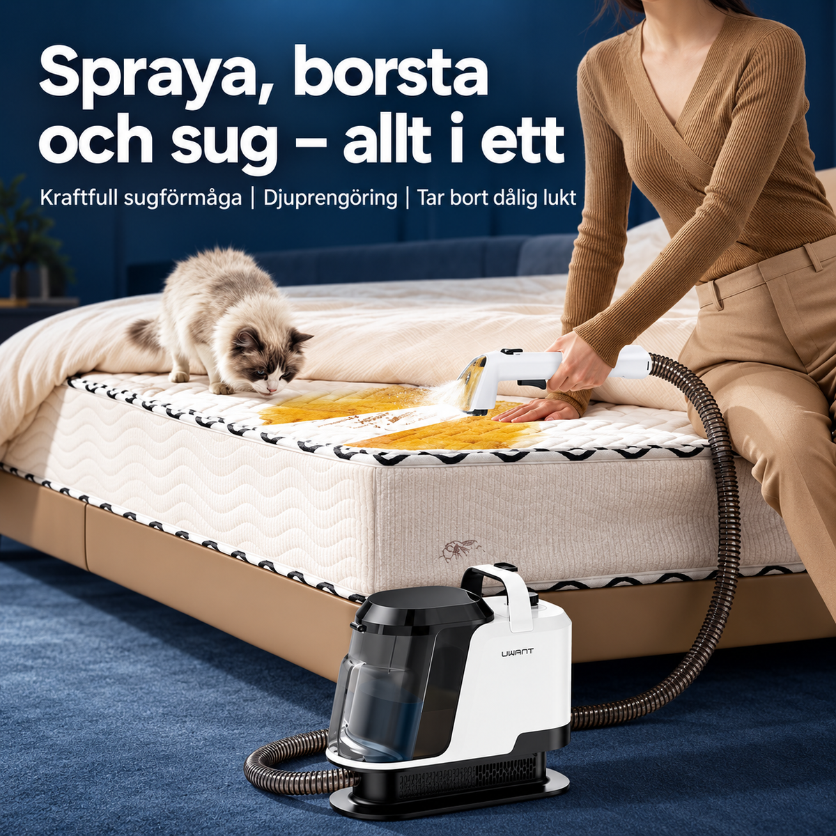 UWANT Y100 – Portabel textil- och fläcktvätt med 18 000 Pa sugkraft